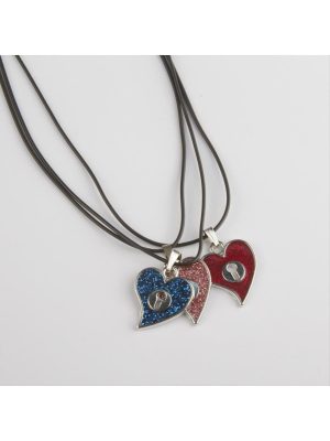 Kalp Metal Vinlex Deri Kolye-Renkli