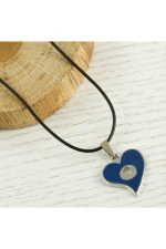 Kalp Metal Vinlex Deri Kolye-Renkli - Görsel 2