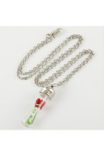 Çiçek Fanus Canlı Kolye-Gümüş Rengi - Görsel 2