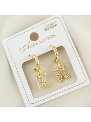 Harfli Yeni Sezon Metal Taşlı Küpe-K