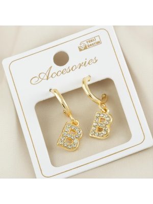 Harfli Yeni Sezon Metal Taşlı Küpe-B