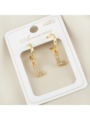 Harfli Yeni Sezon Metal Taşlı Küpe-L