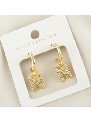 Harfli Yeni Sezon Metal Taşlı Küpe-N