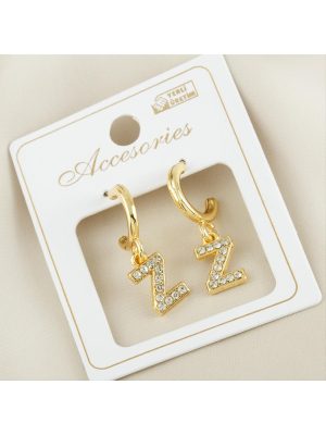 Harfli Yeni Sezon Metal Taşlı Küpe-Z