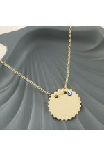 Yuvarlak İsim Yazılabilir Boş Plaka Kolye-Sarı