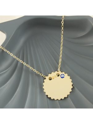 Yuvarlak İsim Yazılabilir Boş Plaka Kolye-Sarı