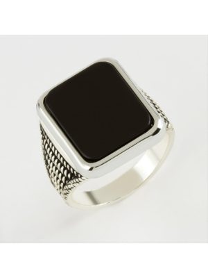 Kare Metal Erkek Yüzük-Gümüş Rengi