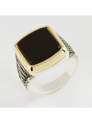 Kare Metal Erkek Yüzük-Sarı