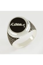 Mustafa Kemal Atatürk İmzalı Metal Erkek Yüzük-Gümüş Rengi - Görsel 2