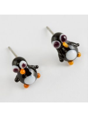 Penguen Cam Küpe-Siyah