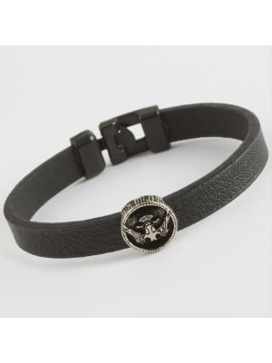 Çift Başlı Kartal Kaliteli Suni Deri Bileklik-Siyah