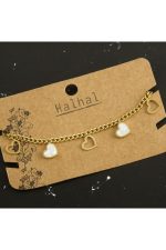 Sedef Kalp Sallantılı Çelik Halhal-Sarı