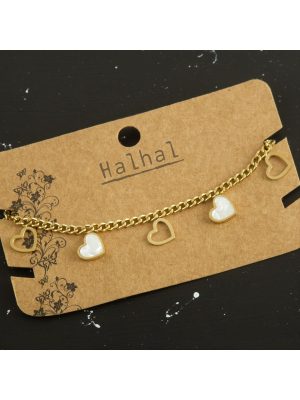 Sedef Kalp Sallantılı Çelik Halhal-Sarı