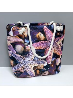 Deniz Yıldızı Desenli Plaj Çantası-Mor