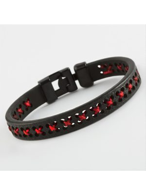 Çarpı Kaliteli Suni Deri Bileklik-Gri