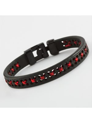 Çarpı Kaliteli Suni Deri Bileklik-Siyah