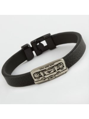 Kare Kaliteli Suni Deri Bileklik-Siyah