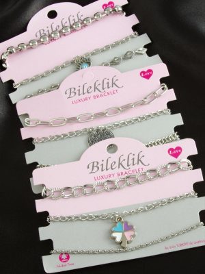 Karışık Trend Zincir Bileklik-Gümüş Rengi