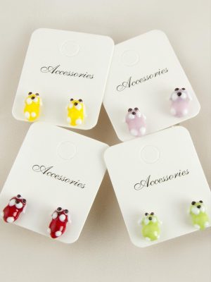 Köpek Cam Küpe-Renkli