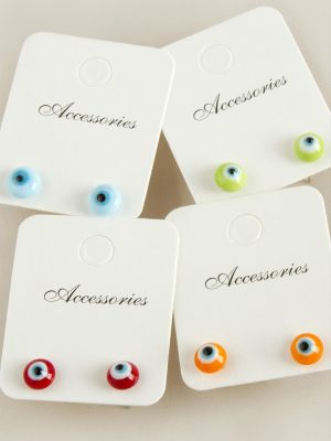 Nazar Cam Küpe-Renkli