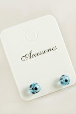 Nazar Top Cam Küpe-Açık Mavi - Görsel 2