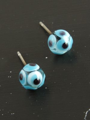 Nazar Top Cam Küpe-Açık Mavi