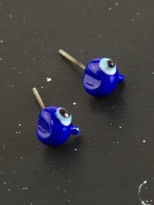 Penguen Cam Küpe-Mavi