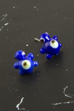 Kaplumbağa Cam Küpe-Lacivert