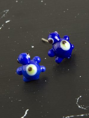 Kaplumbağa Cam Küpe-Lacivert