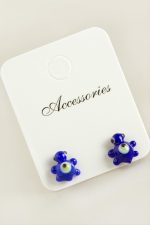 Kaplumbağa Cam Küpe-Lacivert - Görsel 2