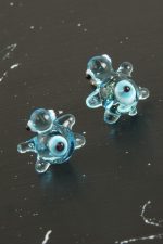 Kaplumbağa Cam Küpe-Açık Mavi