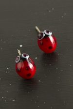 Uğur Böceği Cam Küpe-Kırmızı - Görsel 3