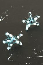 Deniz Yıldızı Cam Küpe-Açık Mavi - Görsel 3