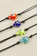 Kaplumbağa Cam Bileklik-Renkli