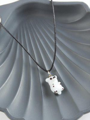 Kutup Ayısı Cam Kolye-Beyaz