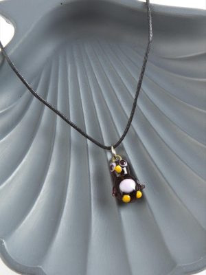 Penguen Cam Kolye-Siyah