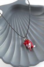 Tilki Cam Kolye-Kırmızı