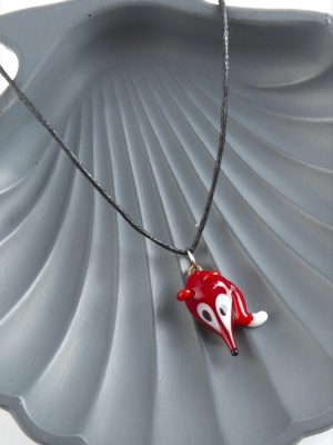 Tilki Cam Kolye-Kırmızı