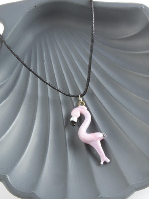 Filamingo Cam Kolye-Açık Pembe