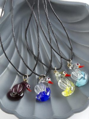 Kuğu Cam Kolye-Renkli