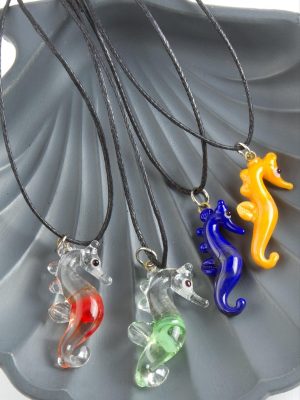 Deniz Atı Cam Kolye-Renkli