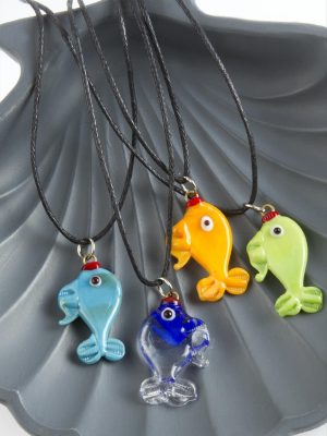 Balık Cam Kolye-Renkli