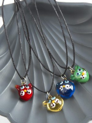 Köpek Cam Kolye-Renkli