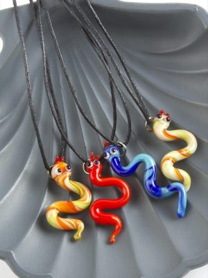 Yılan Cam Kolye-Renkli