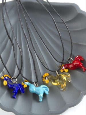 Horoz Cam Kolye-Renkli