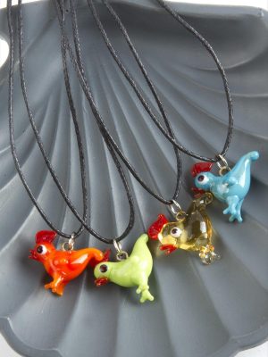 Tavuk Cam Kolye-Renkli