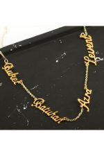 Kişiye Özel Dört İsim Yazılı Kolye-Sarı