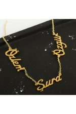 Kişiye Özel Üç İsim Yazılı Kolye-Sarı - Görsel 2