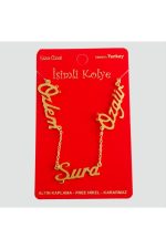 Kişiye Özel Üç İsim Yazılı Kolye-Sarı - Görsel 3