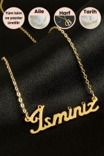 Kişiye Özel İsim Yazılı Kolye-Sarı - Görsel 2